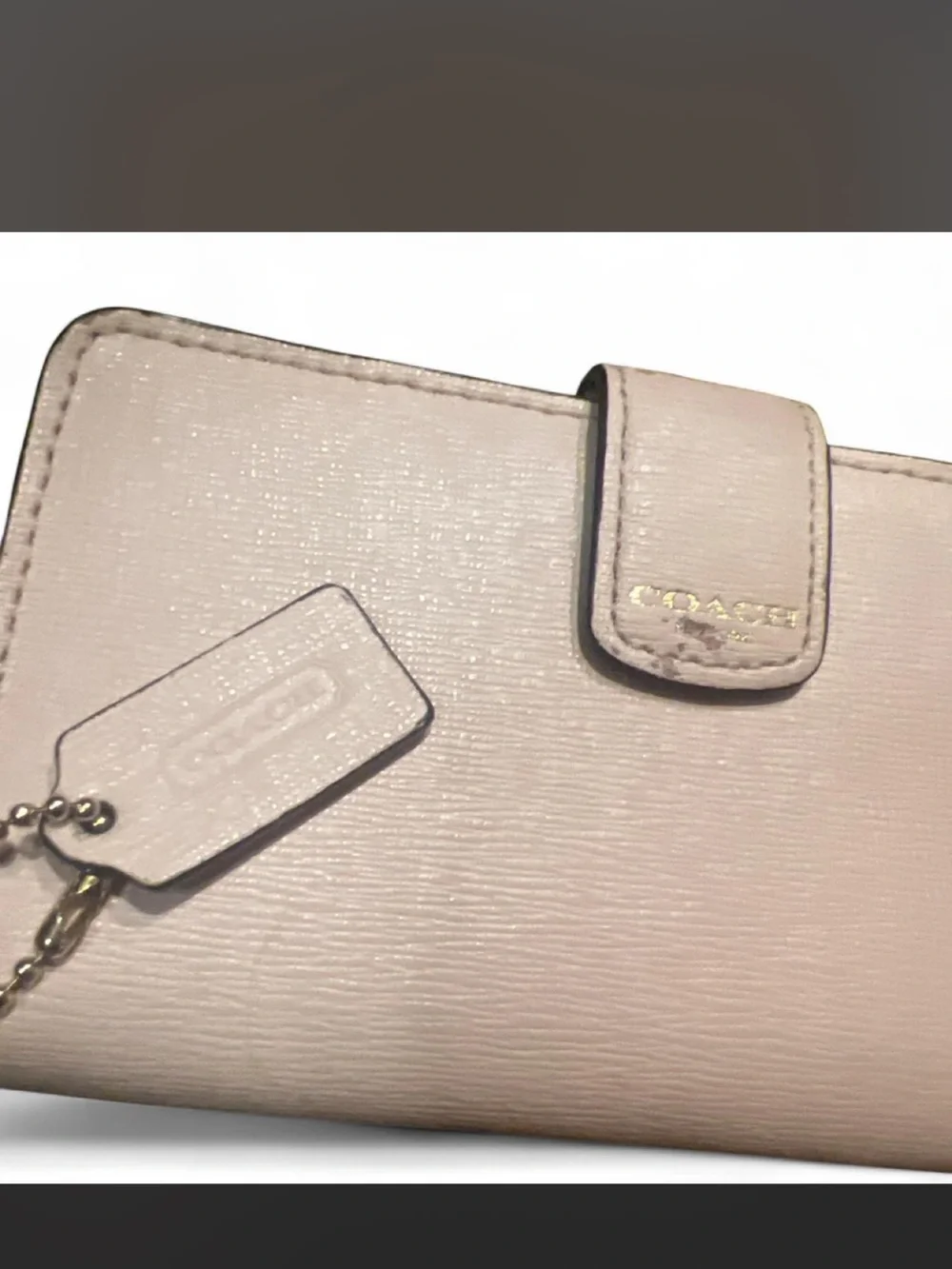 Coach Pale Pink Leather Snap & Zip Wallet